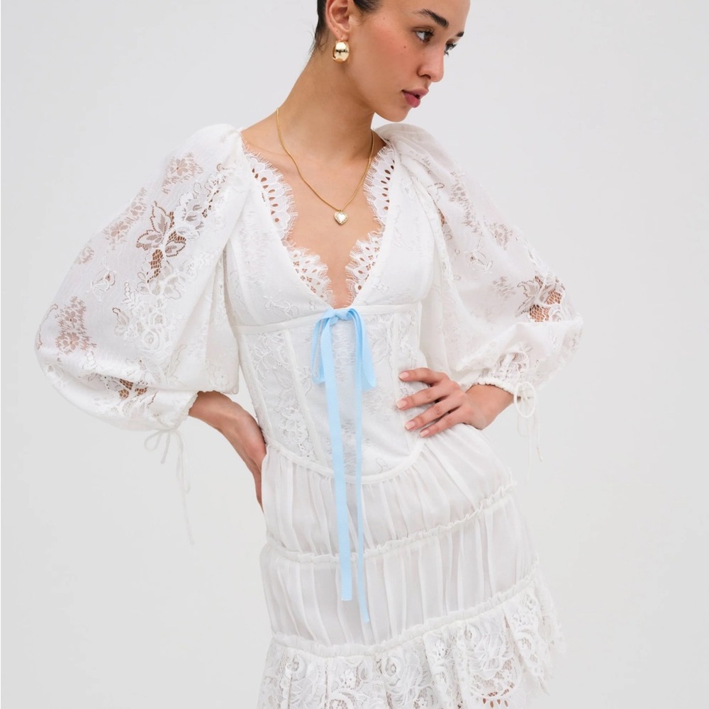 White For Love And Lemons “Ellis” Mini Dress Sz Small